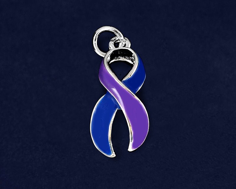 Blue And Purple Ribbon Charms Pediatric Stroke And Rheumatoid Arthritis