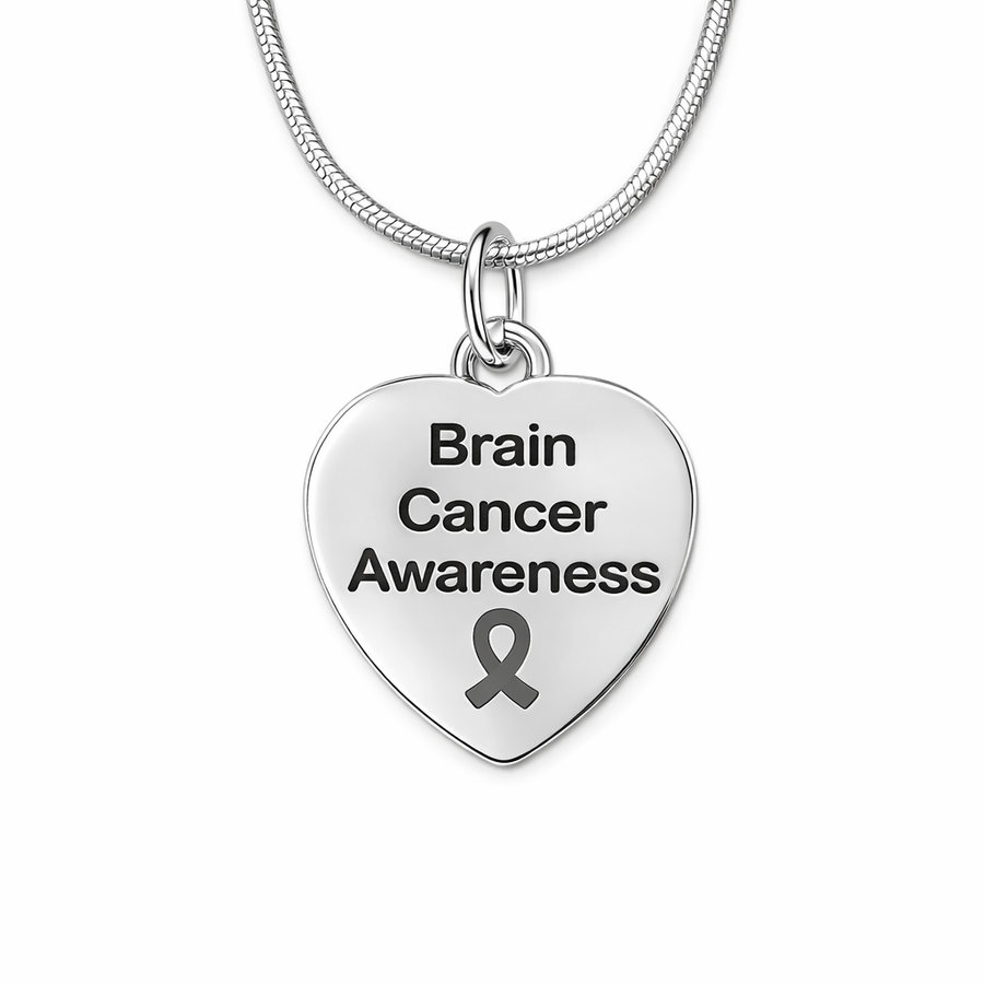 Brain Cancer Awareness Heart Necklaces