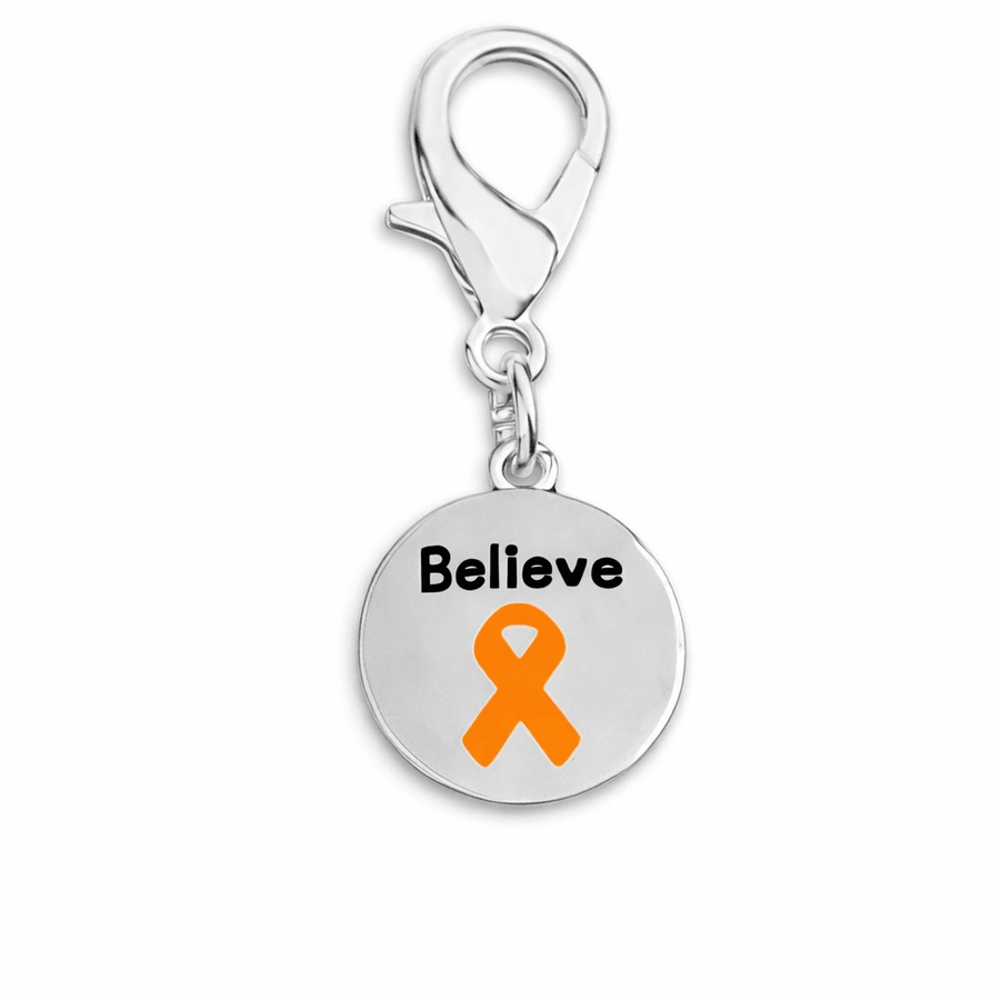 Circle Believe Orange Ribbon Hanging Ribbon Charms - Fundraising For A Cause