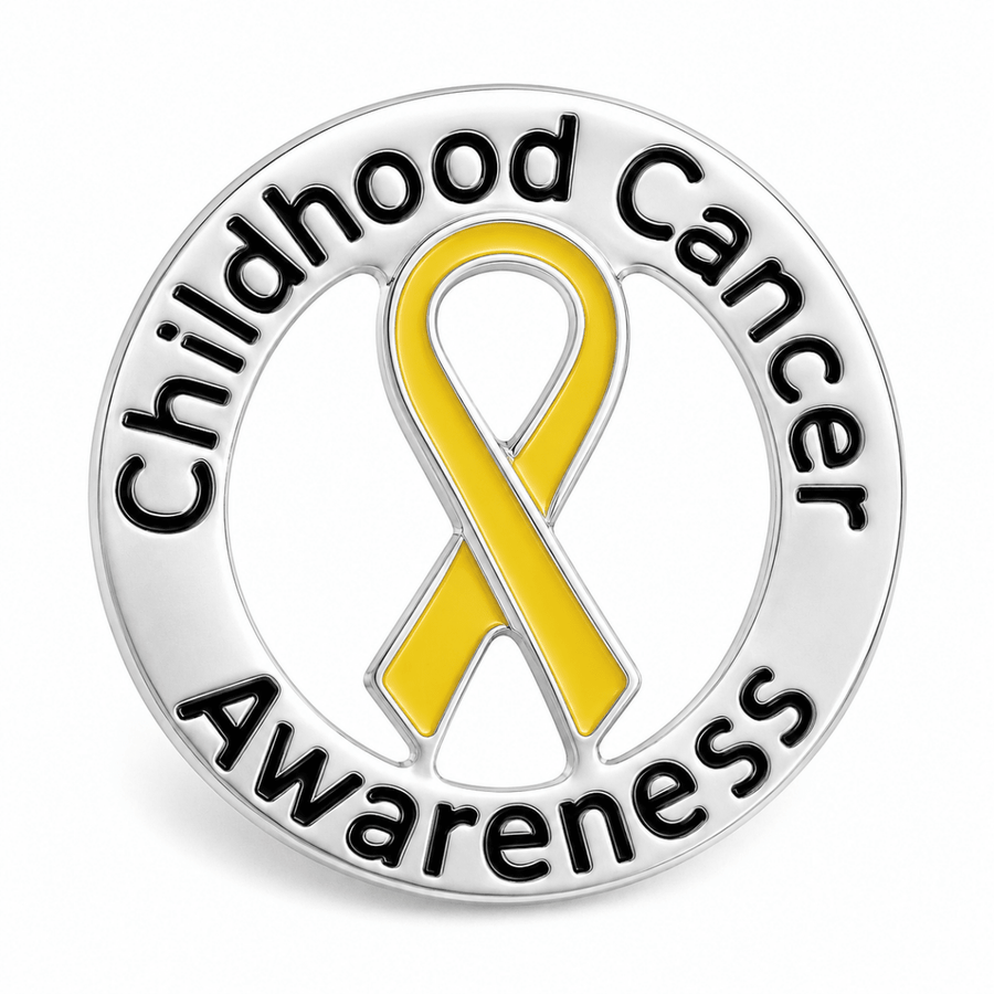 Round Childhood Cancer Awareness Ribbon Pins - Fundraising For A Cause
