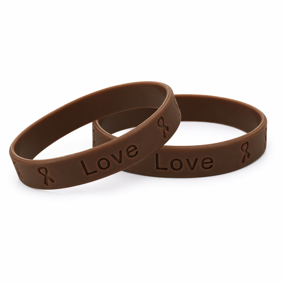 Child Size Brown Awareness Silicone Bracelet Wristbands