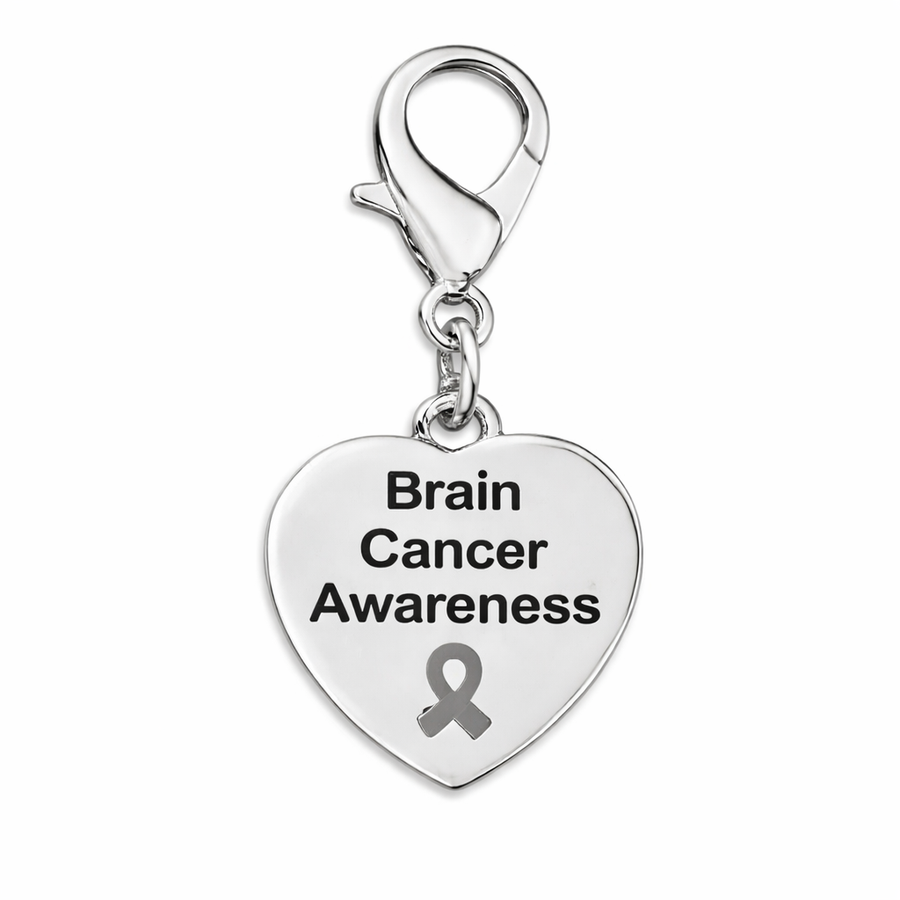 Brain Cancer Awareness Heart Hanging Charms
