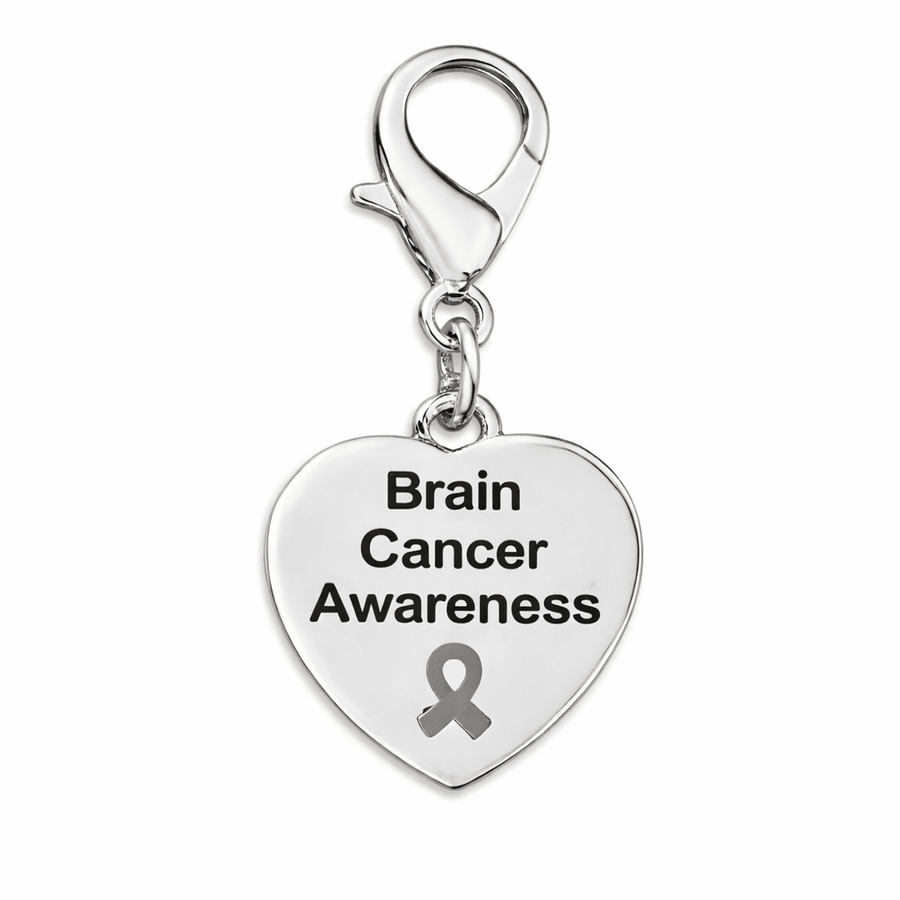 Brain Cancer Awareness Heart Hanging Charms - Fundraising For A Cause