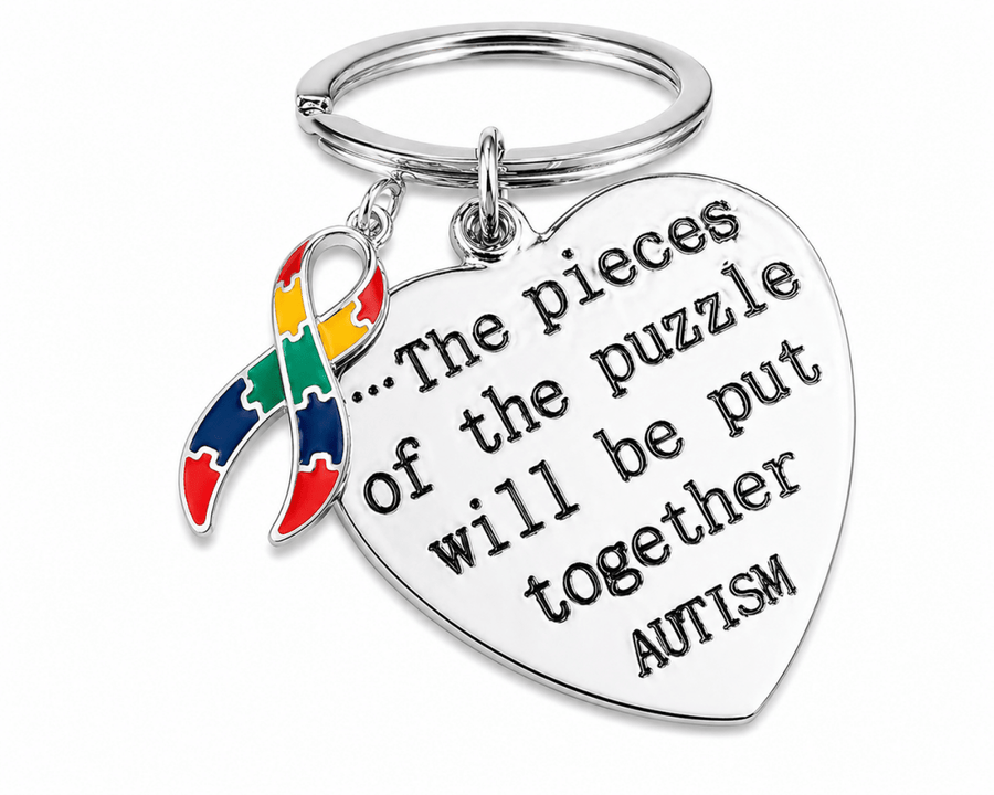 Puzzle Autism Ribbon Key Chains - Fundraising For A Cause