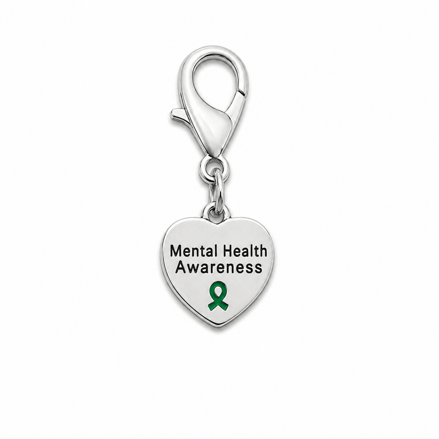 25 Pack Mental Health Awareness Heart Charms (25 Hanging Charms) - Fundraising For A Cause