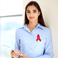 Load image into Gallery viewer, AIDS HIV Awareness Red Satin Ribbon Pins