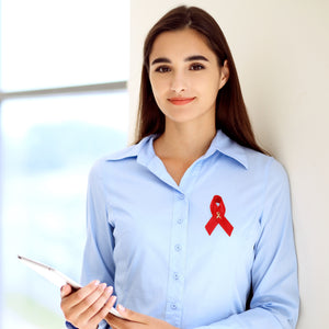 AIDS HIV Awareness Red Satin Ribbon Pins