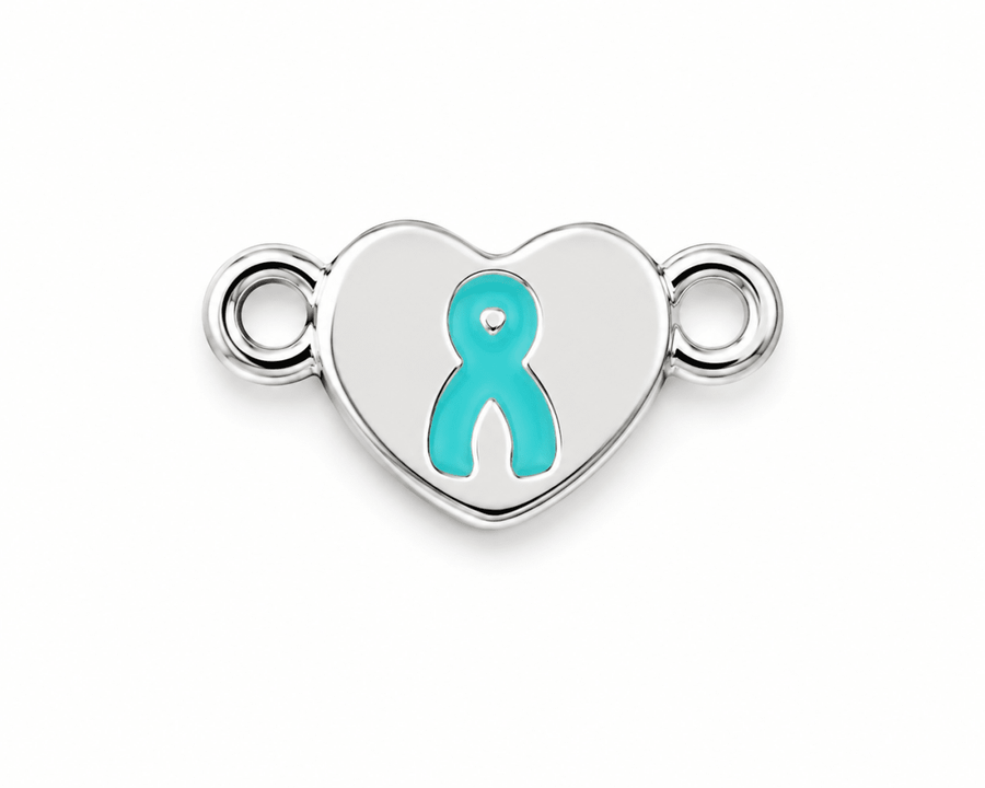 Silver Heart Teal Ribbon Charms - Fundraising For A Cause