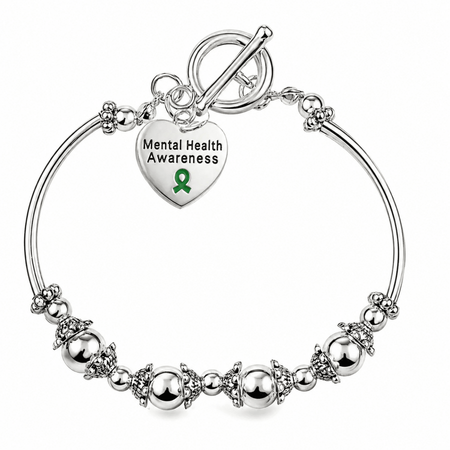 Mental Health Awareness Heart Charm Partial Beaded Bracelets - Fundraising For A Cause