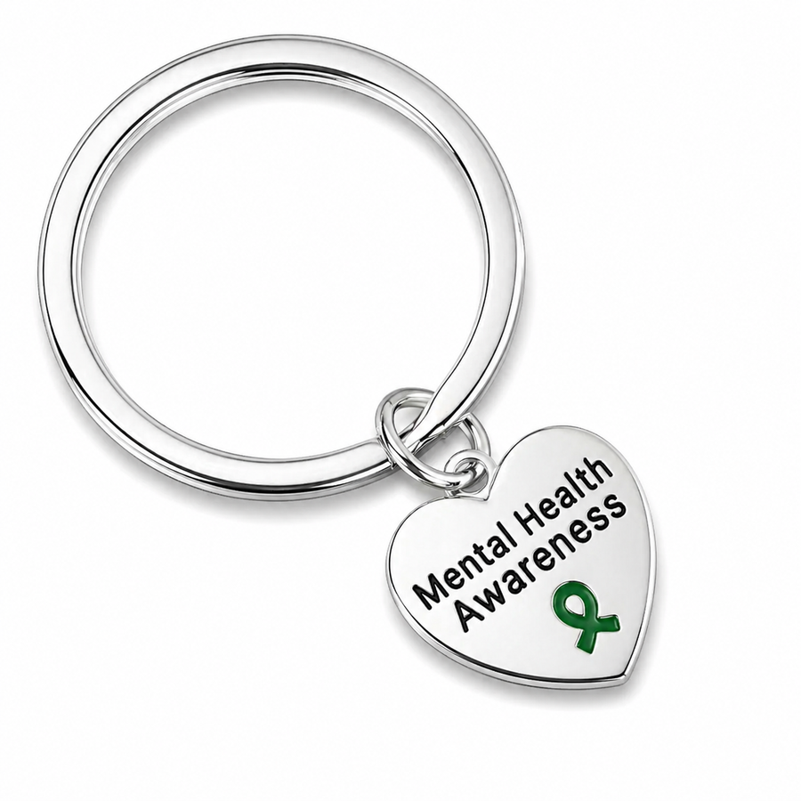 Mental Health Awareness Heart Charm Split Style Key Chains
