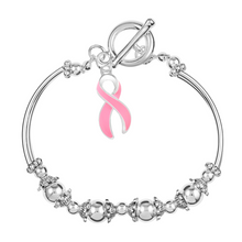 Load image into Gallery viewer, Pink Ribbon Charm Partial Beaded Bracelets