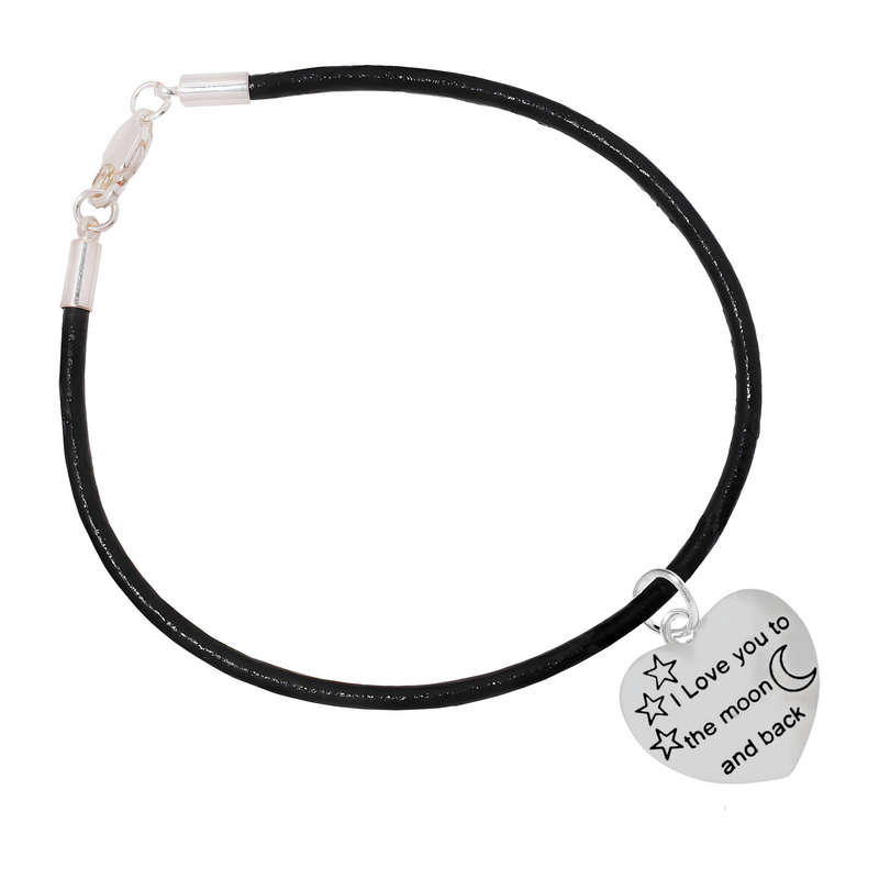I Love You To The Moon And Back Leather Bracelets - Fundraising For A Cause