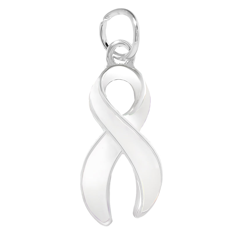 Large White Ribbon Awareness Charms - Fundraising For A Cause