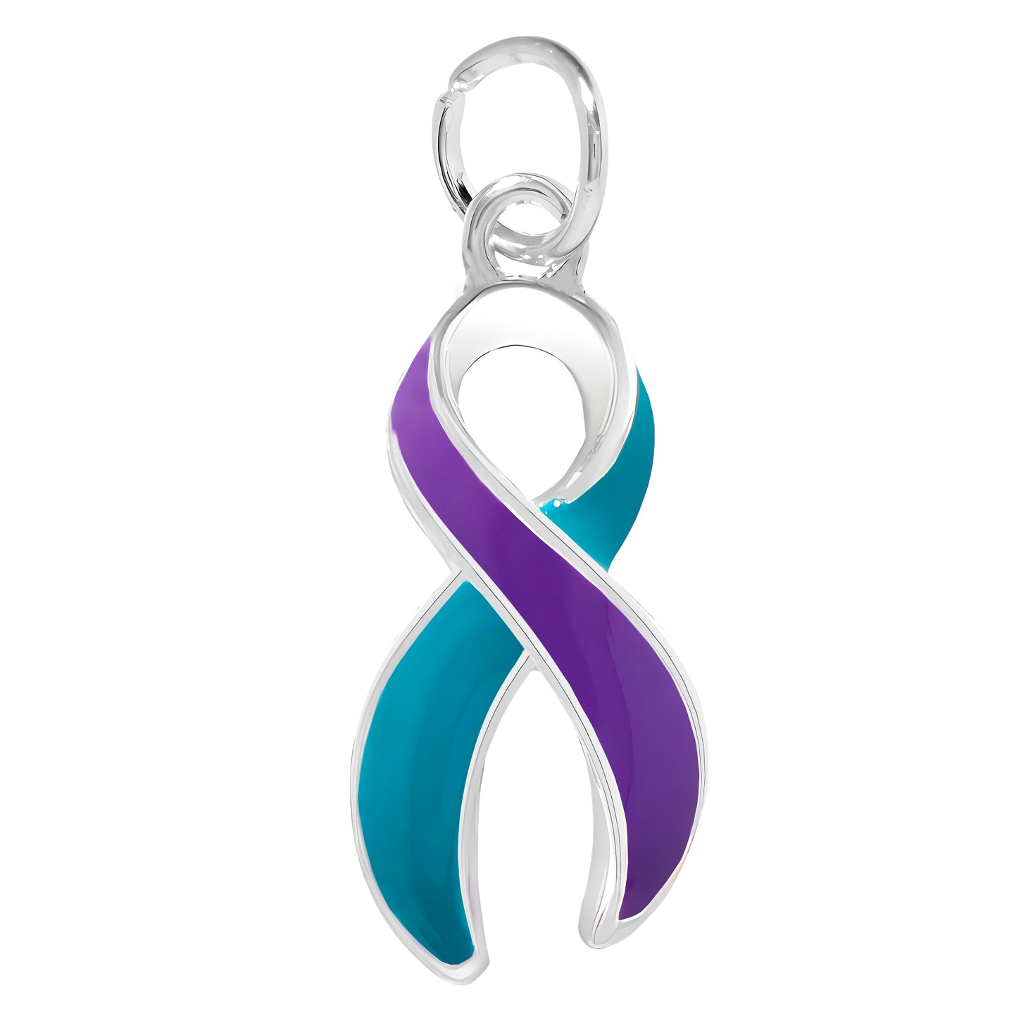Bulk Teal and Purple Ribbon Charms Wholesale, Awareness Jewelry
