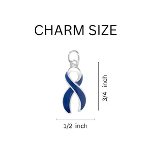 Dark Blue Ribbon Charm Partial Beaded Bracelets