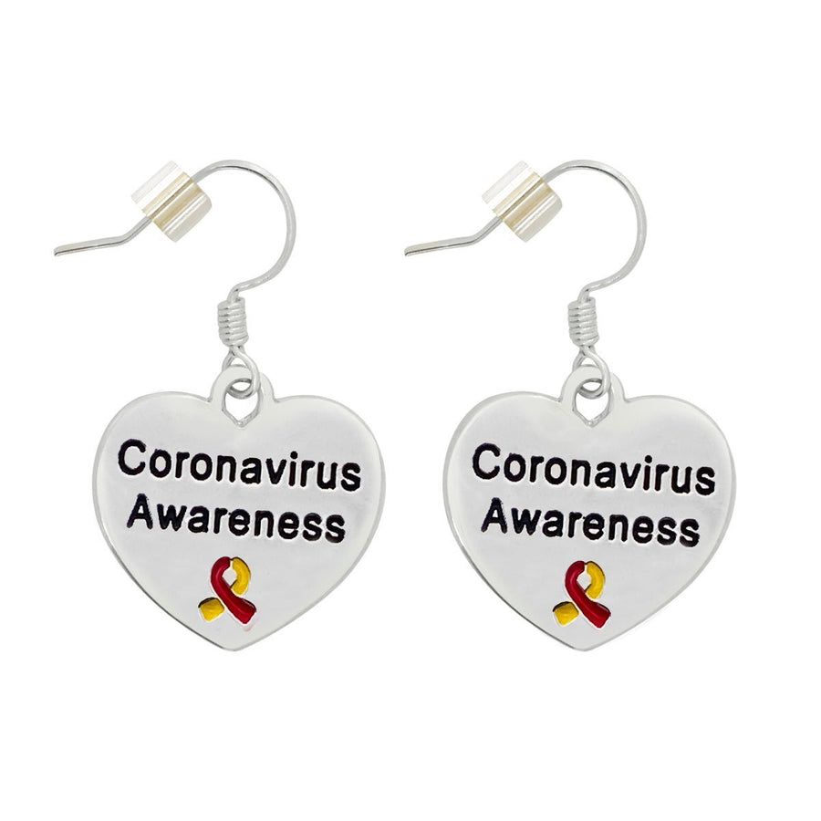 12 Pairs Coronavirus (COVID - 19) Ribbon Heart Earrings - Fundraising For A Cause
