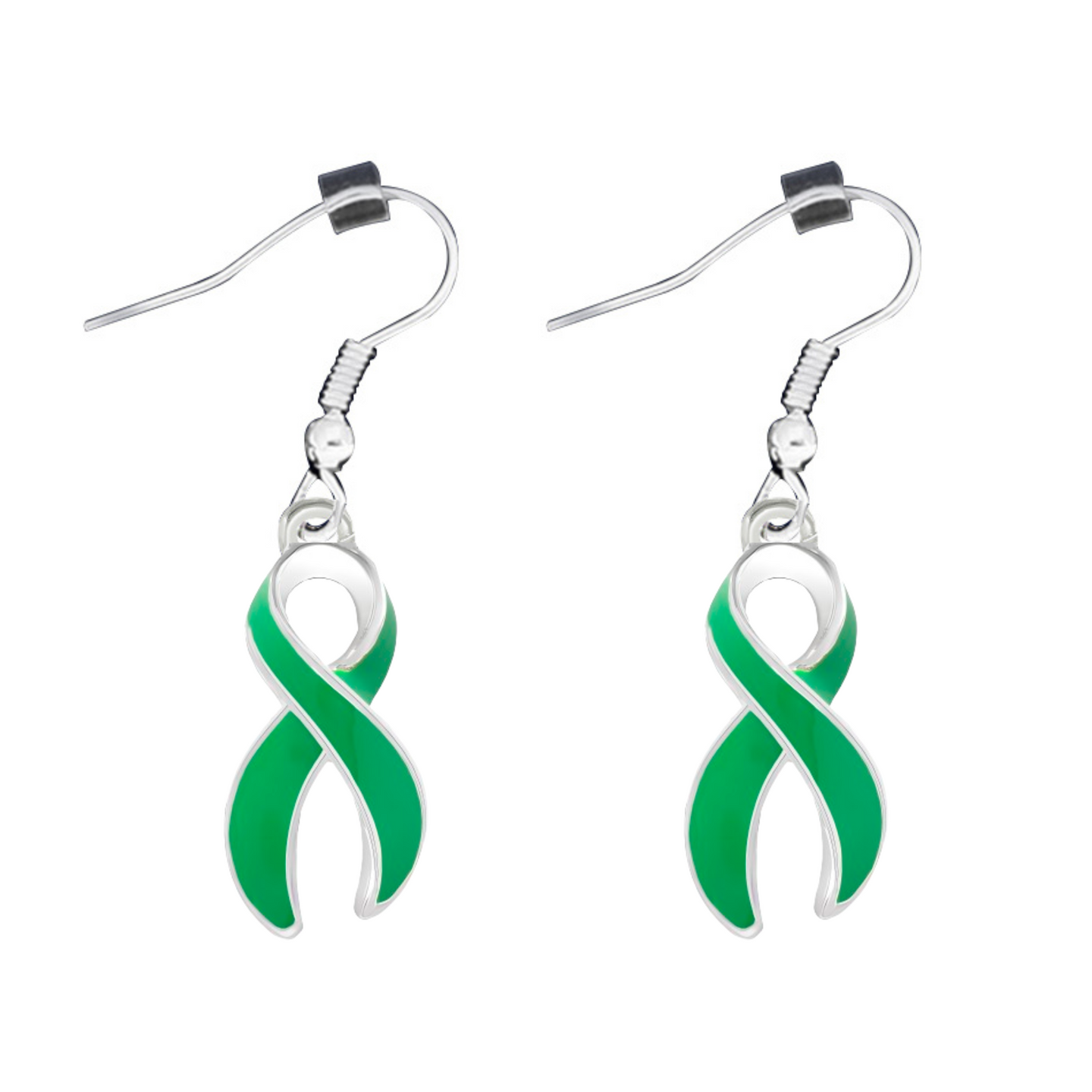 Large Green Ribbon Hanging Earrings
