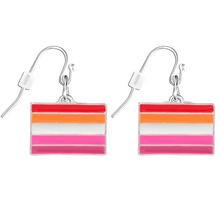 Load image into Gallery viewer, Lesbian Sunset Flag Hanging Earrings
