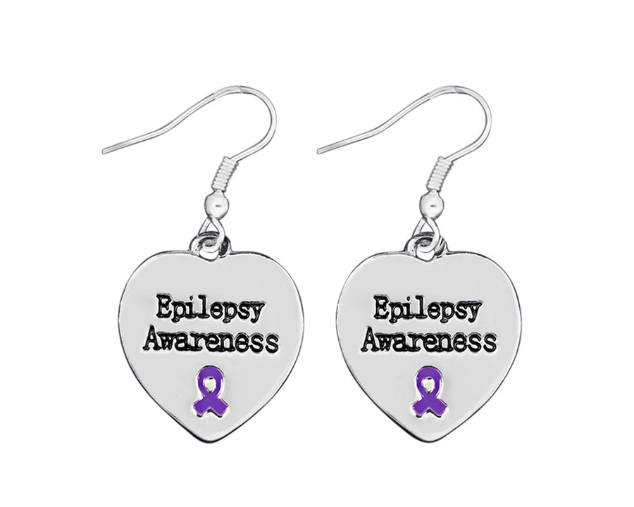 12 Pairs Epilepsy Awareness Heart Earrings - Fundraising For A Cause