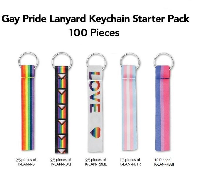 Gay Pride Lanyard Style Keychain Bundle (100 Pieces) - Fundraising For A Cause