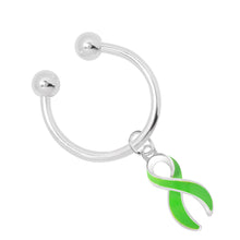 Load image into Gallery viewer, Lime Green Ribbon Horseshoe Key Chains - Fundraising For A Cause
