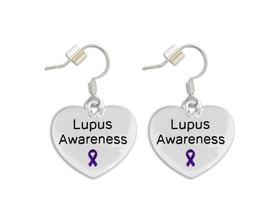 12 Pairs Lupus Awareness Purple Ribbon Heart Earrings - Fundraising For A Cause