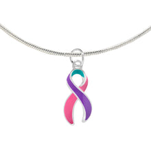 Load image into Gallery viewer, Large Pink &amp; Purple &amp; Teal Ribbon Necklaces