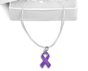 Crohn's Disease Purple Ribbon Necklaces - Fundraising For A Cause