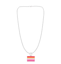 Load image into Gallery viewer, Rectangle Sunset Lesbian Flag Charm Necklaces - Fundraising For A Cause