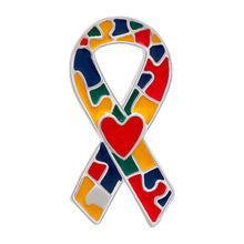 Load image into Gallery viewer, Autism Ribbon with Heart Pins - Fundraising For A Cause