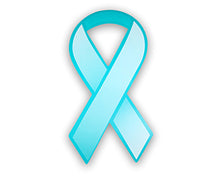 Load image into Gallery viewer, Large Paper Teal Ribbons, Ovarian Cancer Donation Ribbons, Teal PTSD Ribbons