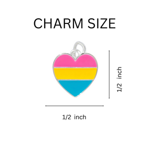Pansexual Flag Heart Charm Silver Beaded Bracelets - Fundraising For A Cause
