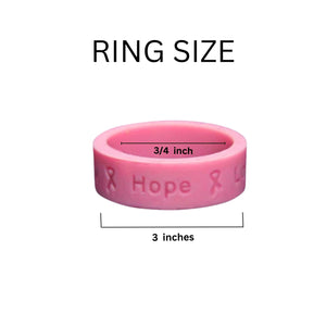 Pink Ribbon Rings, Pink Breast Cancer Awareness Silicone Rings Wholesale