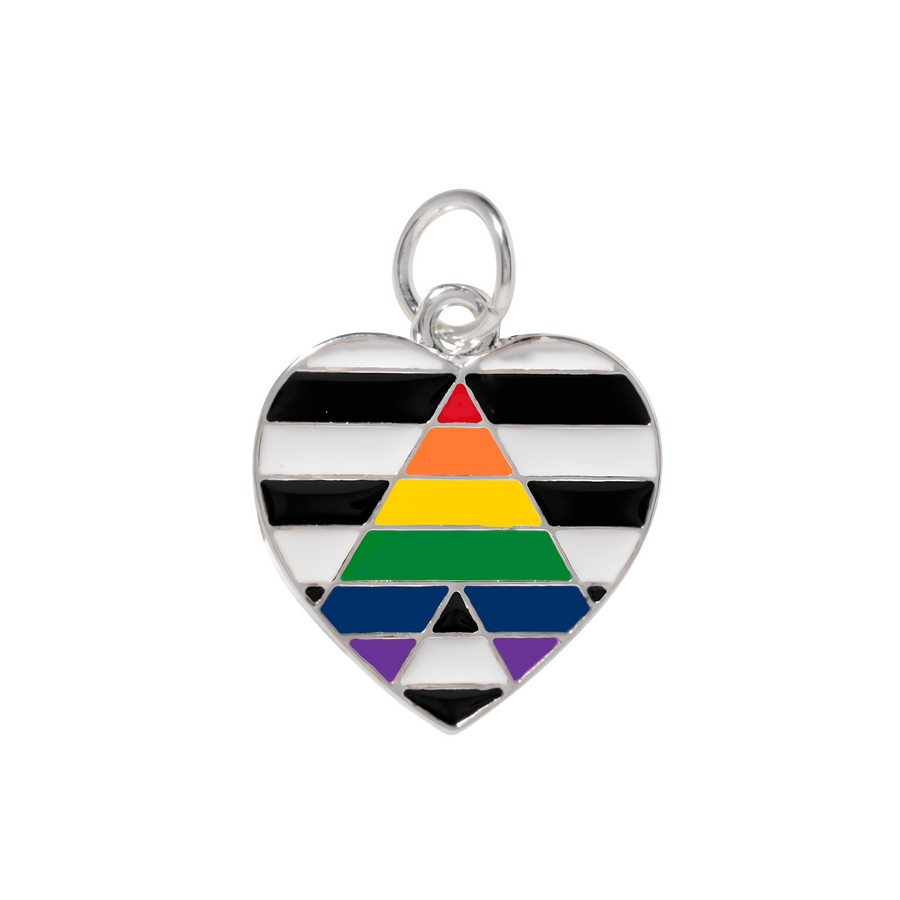 Bulk Straight Ally, Heterosexual Ally Heart Charms, LGBTQ Gay Pride