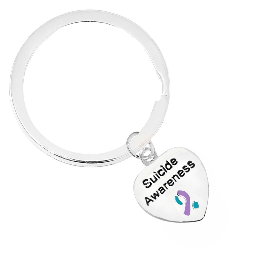 Suicide Awareness Heart Charm Split Style Key Chains - Fundraising For A Cause