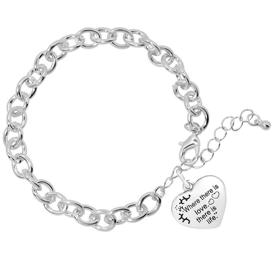 "Where there is love, there is life" Heart Charm Chunky Link Style Bracelets - Fundraising For A Cause