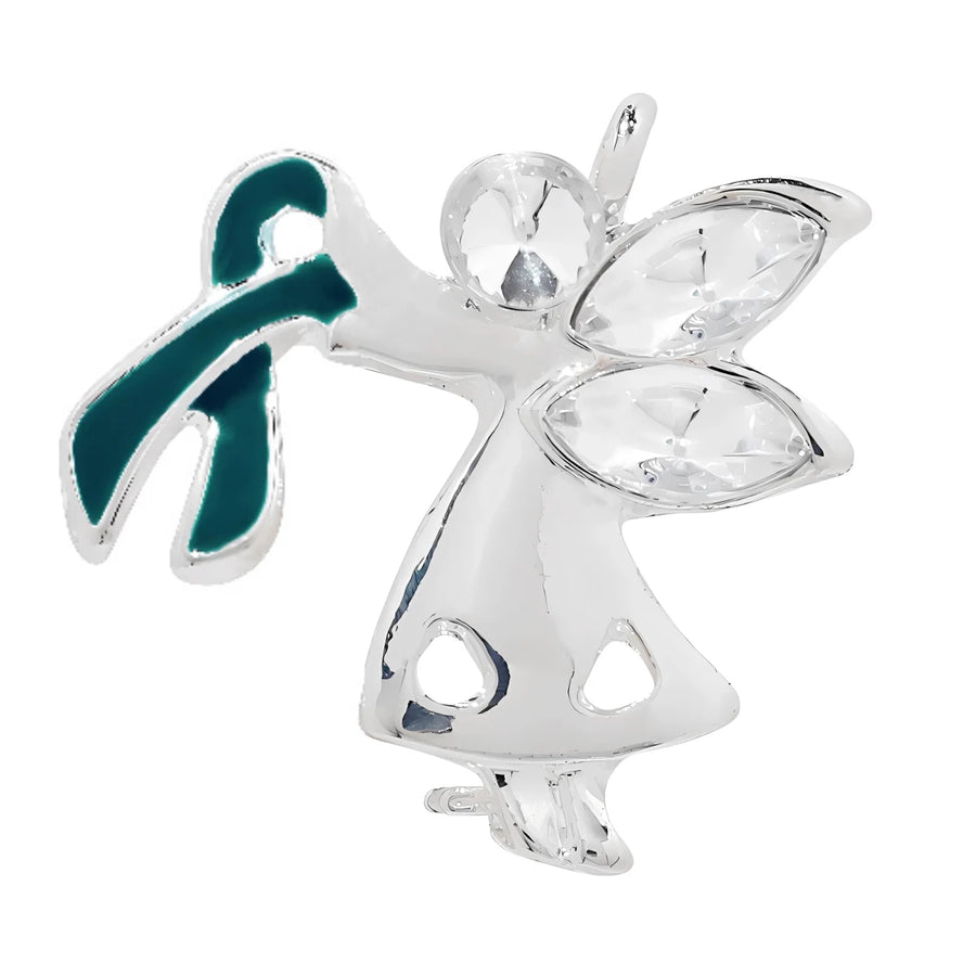Angel By My Side Teal Ribbon Pins - Fundraising For A Cause