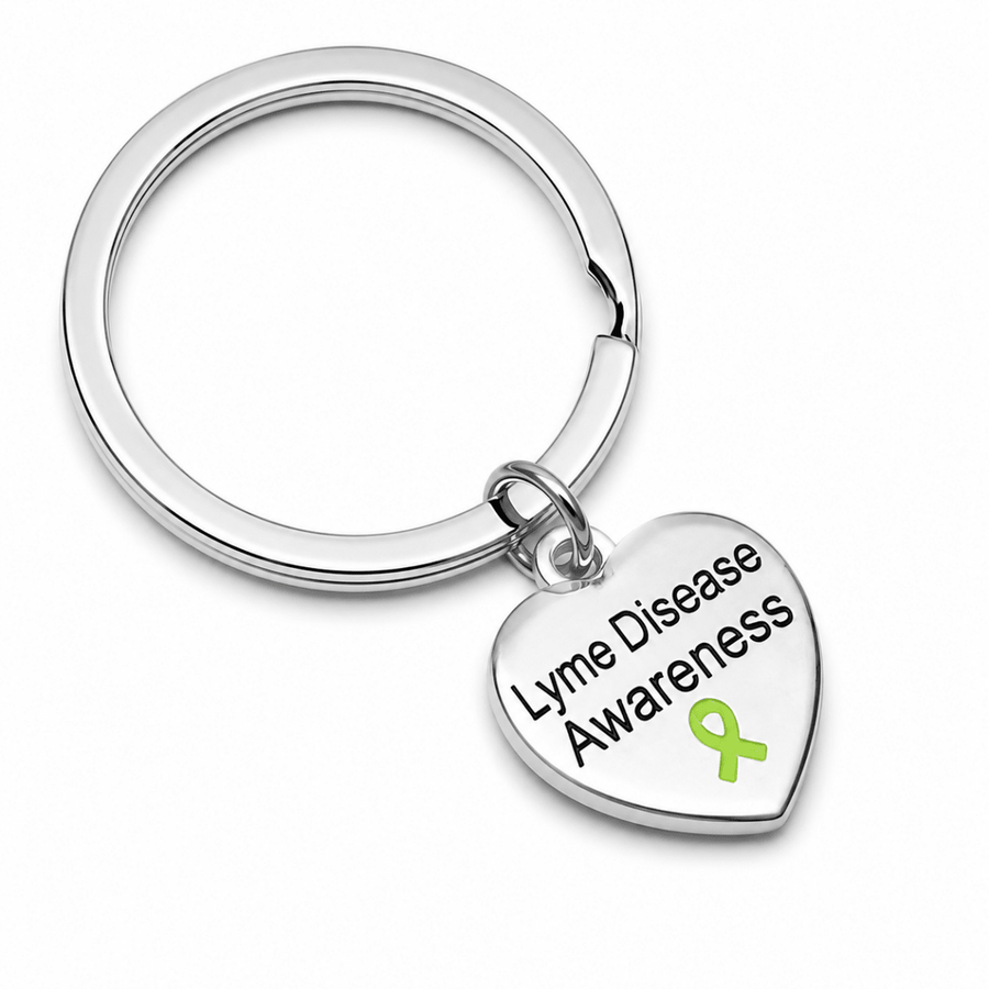 Lyme Disease Awareness Heart Charm Split Style Key Chains - Fundraising For A Cause