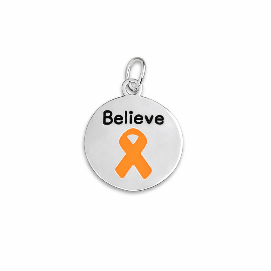Circle Believe Orange Ribbon Charms