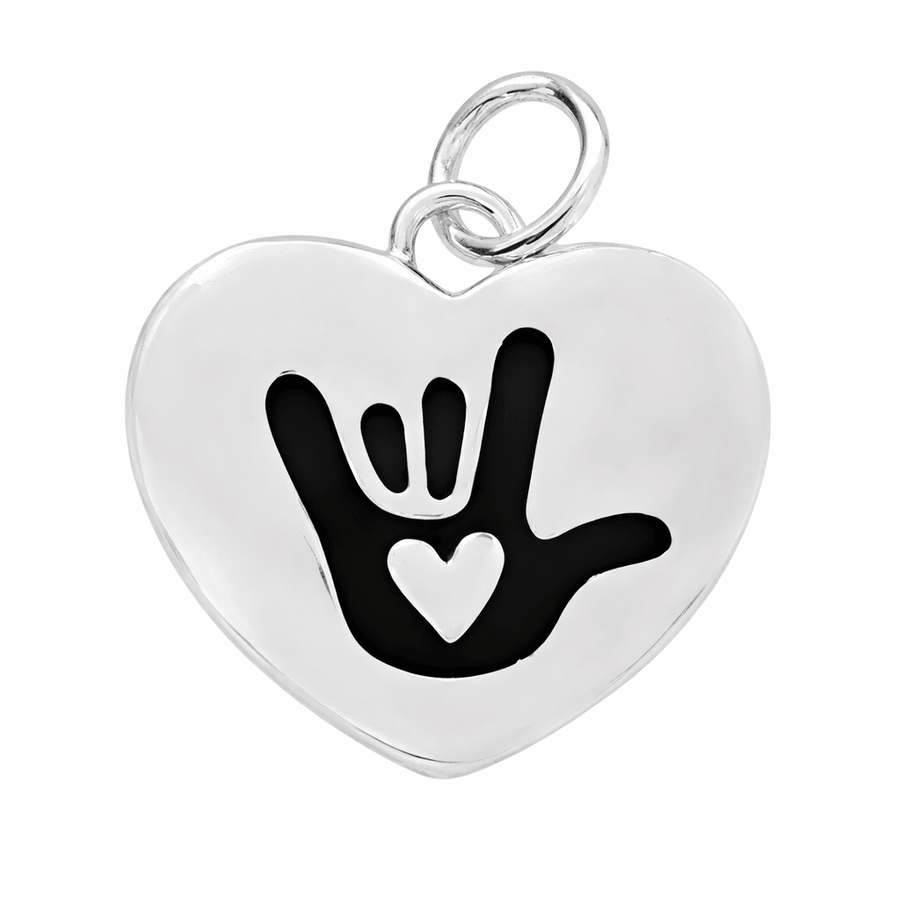 Deaf Sign Language Sign for I love You Heart Charms - Fundraising For A Cause
