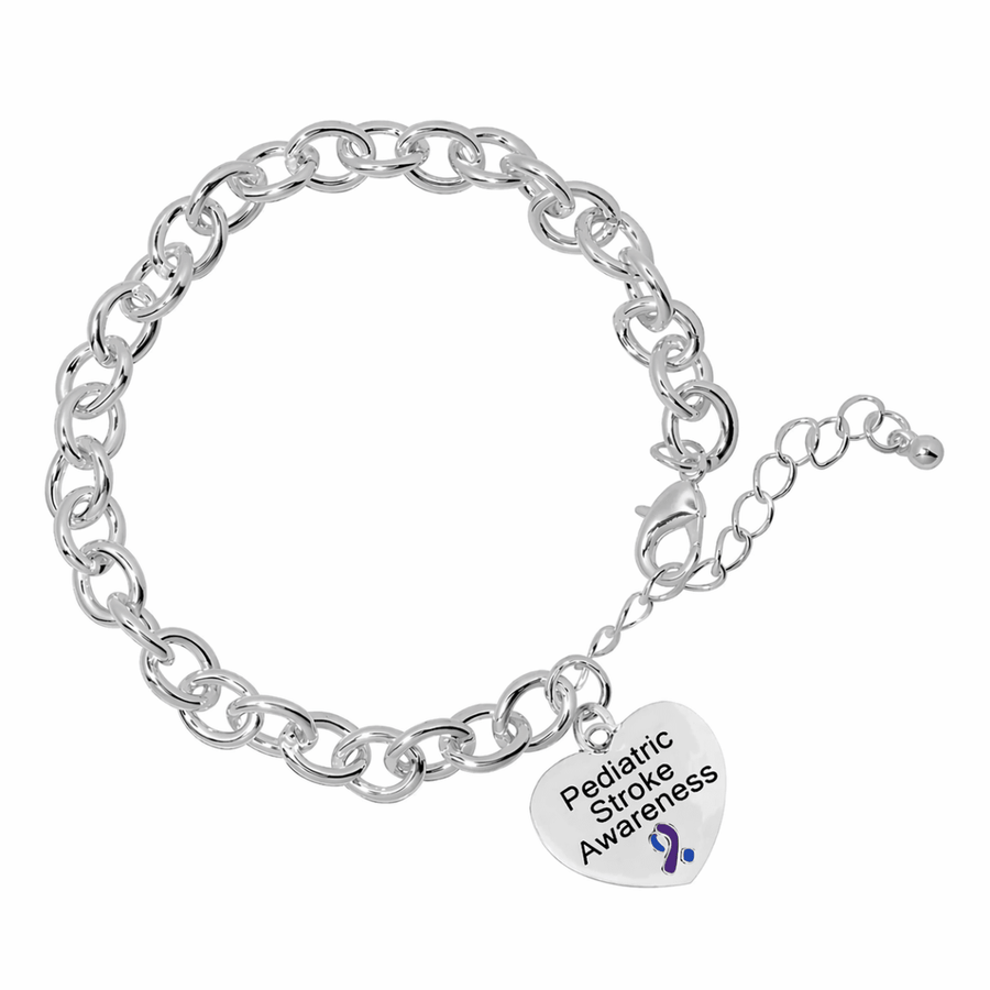 Pediatric Stroke Awareness Heart Charm Chunky Bracelets - Fundraising For A Cause