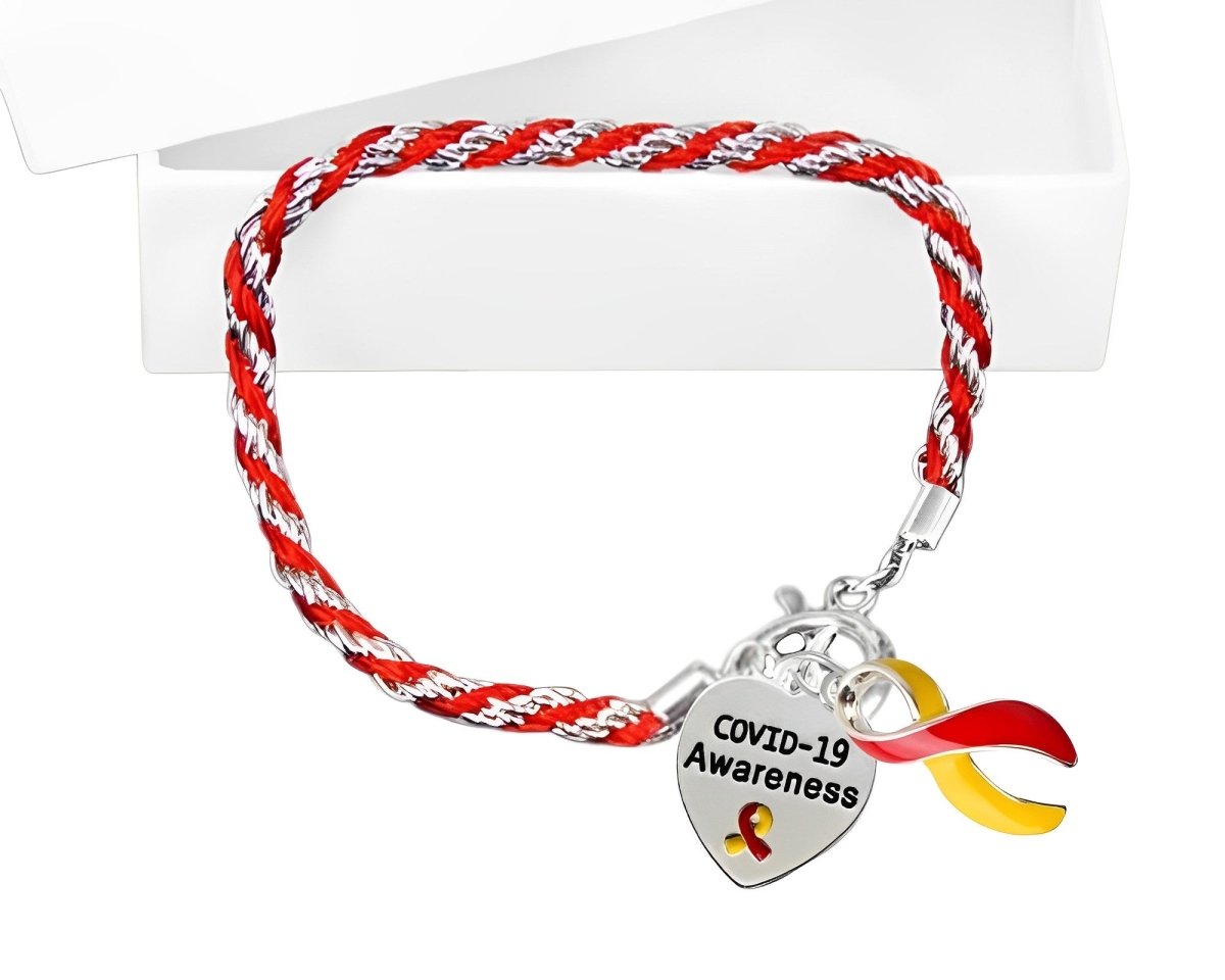 Red & Yellow Ribbon Bracelets, COVID19 Awareness Bracelets