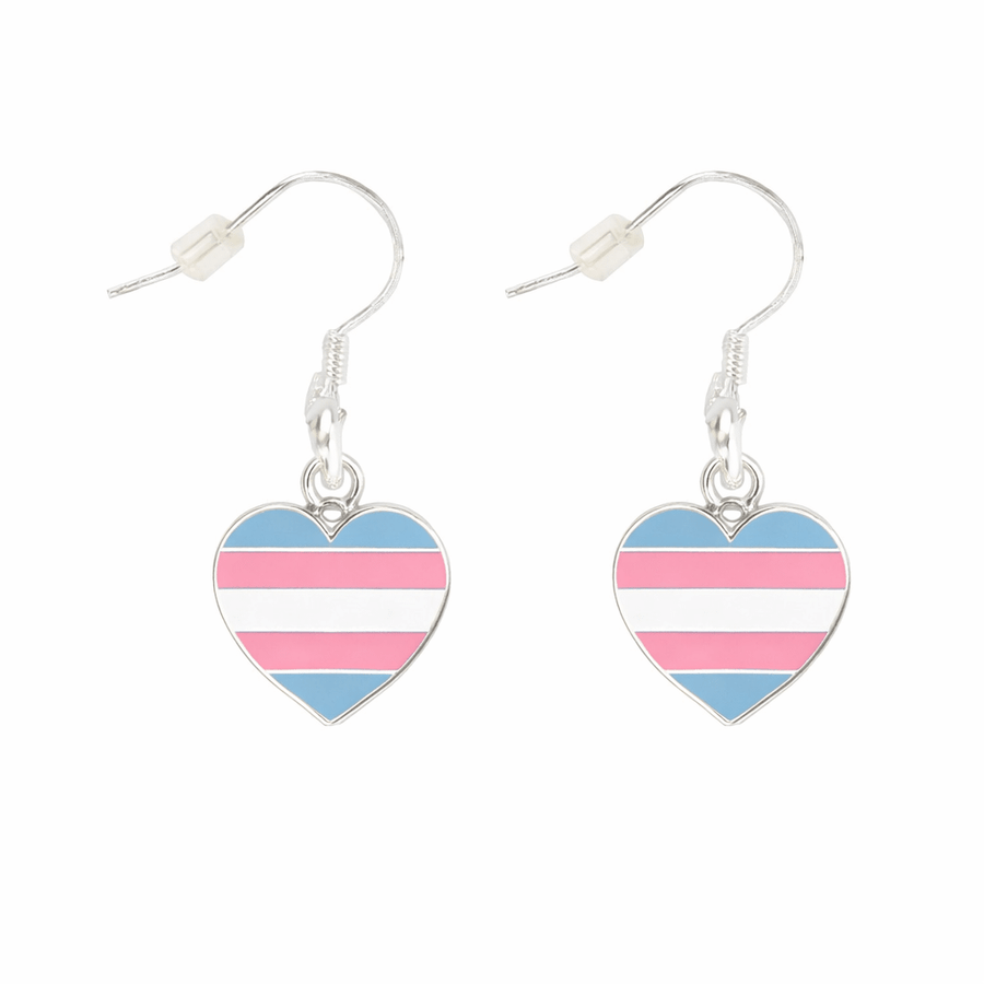 Transgender Heart Pride Hanging Earrings - Fundraising For A Cause
