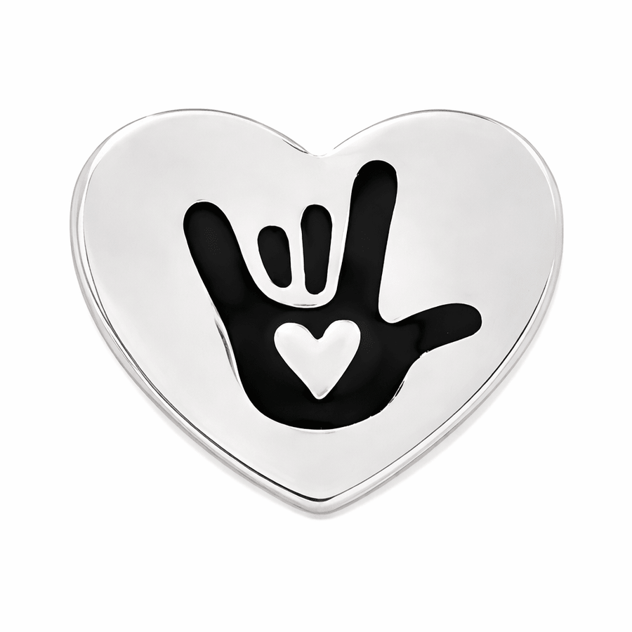 Sign Language Symbol for I Love You Deaf Sign Heart Pins - Fundraising For A Cause
