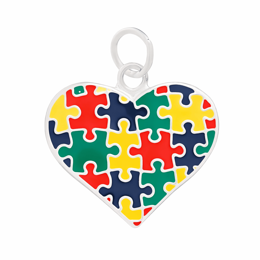 Autism Colored Puzzle Piece Heart Charms - Fundraising For A Cause