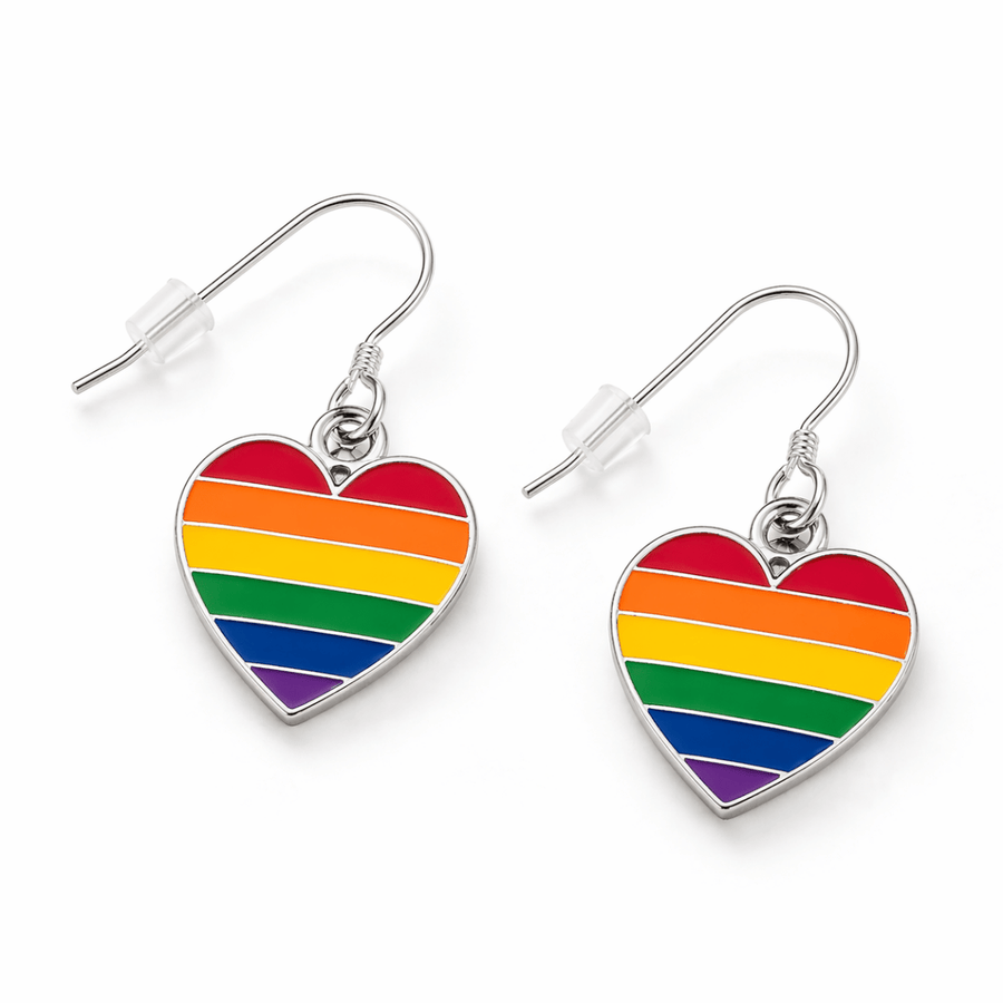 Rainbow Heart Hanging Earrings - Fundraising For A Cause