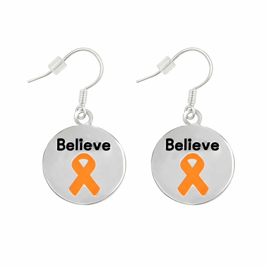 Orange Ribbon Believe Hanging Earrings - Fundraising For A Cause