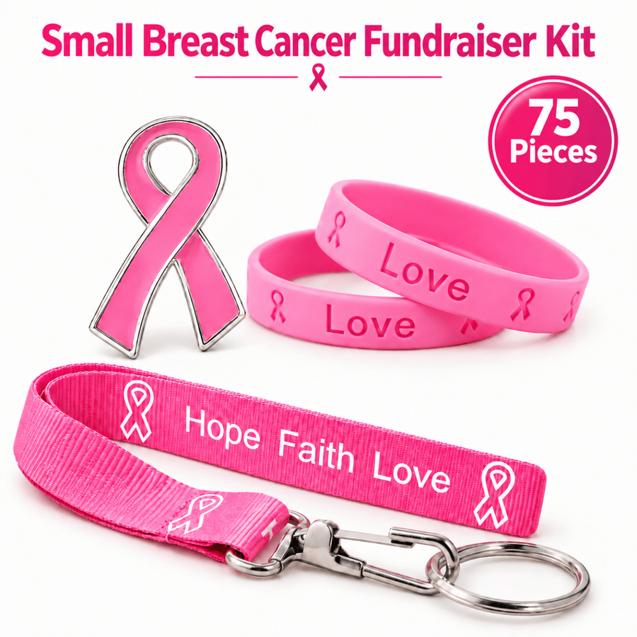 Small Breast Cancer Fundraiser Kit - Pink Ribbon Event Kit (75 Pieces) - Fundraising For A Cause