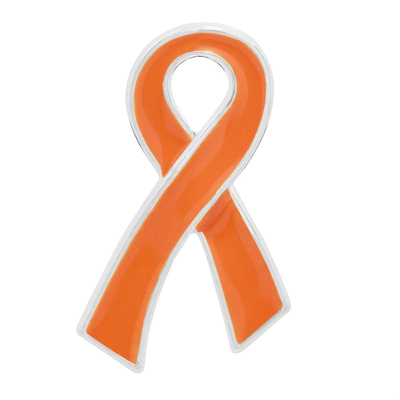 Large Flat Orange Ribbon Pins - Fundraising For A Cause