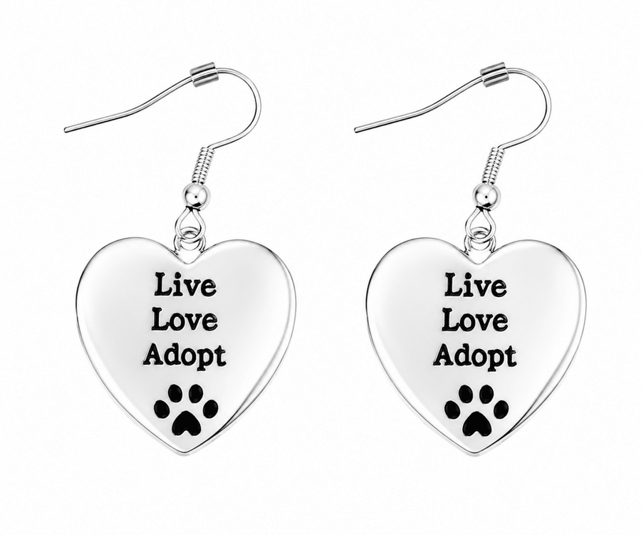 Live Love Adopt Heart Earrings - Fundraising For A Cause